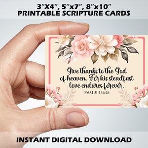 Tarjetas con versículos bíblicos de amor con ramos de acuarela en tonos rosa y crema, tarjetas imprimibles de regalo cristiano inspirador, baraja de memoria de las Escrituras