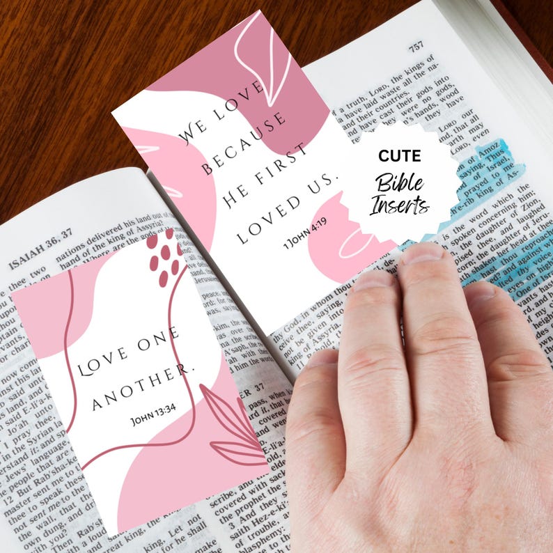 Love Bible Verse Cards Printable, Pink Abstract Watercolor, Mini 3x4 ...