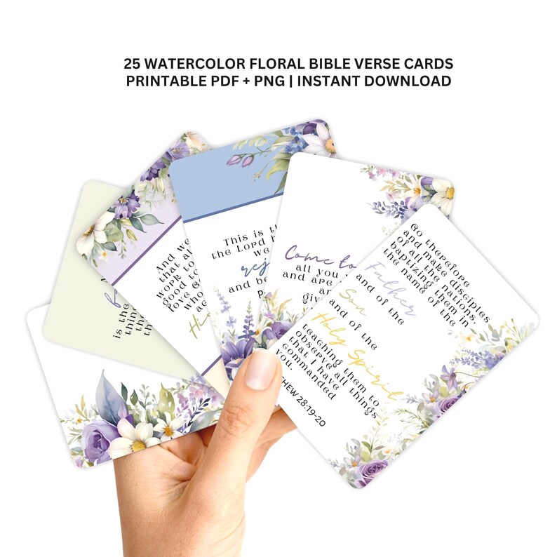 Faith Floral Bible Verse Cards: Watercolor Scripture Flashcards, Memory ...