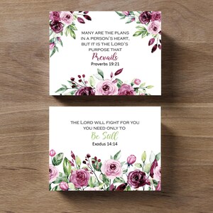 Watercolor Bible Verse Cards: Christian Scripture Set (Digital Download), Burgundy Floral Designs