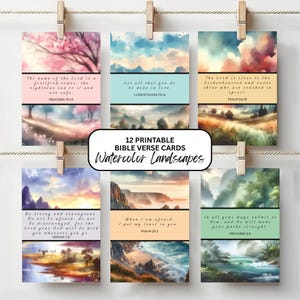 Cartões com Versículos Bíblicos em Aquarela: Mini Impressões Inspiradoras das Escrituras (Download Digital 7,6 x 10,2 cm), Paisagens da Natureza