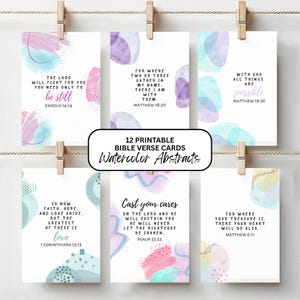 Tarjetas con versículos bíblicos en acuarela: impresiones abstractas y arte bíblico inspirador (imprimibles en PDF)