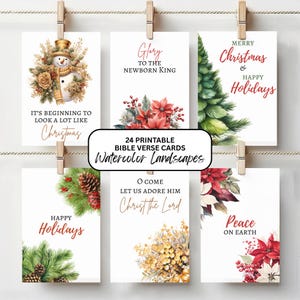 24 Printable Christmas Mini Cards, Set of Festive 3x4 Inch Holiday Encouragement Notes, Instant Download, Christmas Gift Tags Print PDF PNG