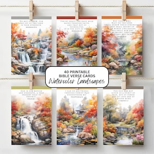 Autumn Watercolor Bible Verse Cards: Nature Print Inspirational Scripture (Digital Download)