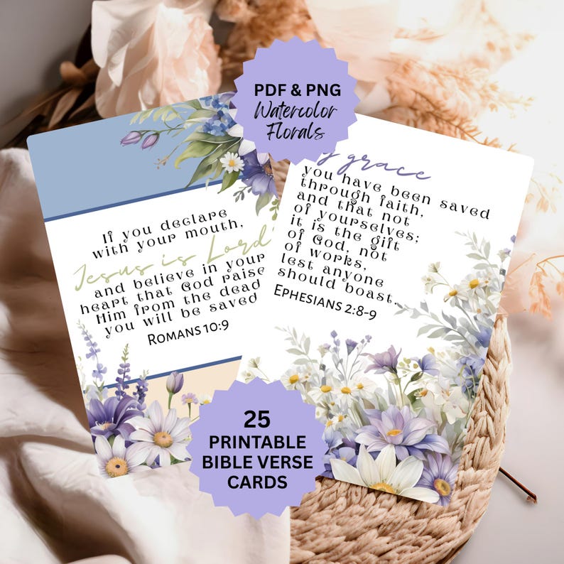 Faith Floral Bible Verse Cards: Watercolor Scripture Flashcards, Memory ...