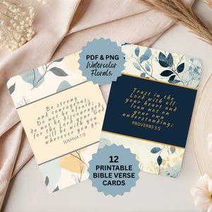 Mini cartões de versículos bíblicos para impressão com plantas em aquarela, incentivo cristão inspirador, cartões de escritura para mulheres, estudo bíblico