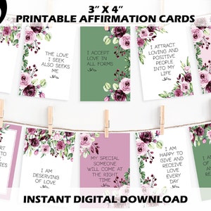 Mini Selbstliebe Affirmationen Karten, positive Affirmationen Digital Download