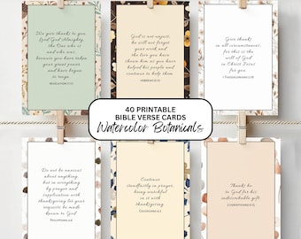 Thanksgiving Bible Verse Cards – 40 Printable 4x6 Scripture Cards with Watercolor Fall Design Themes