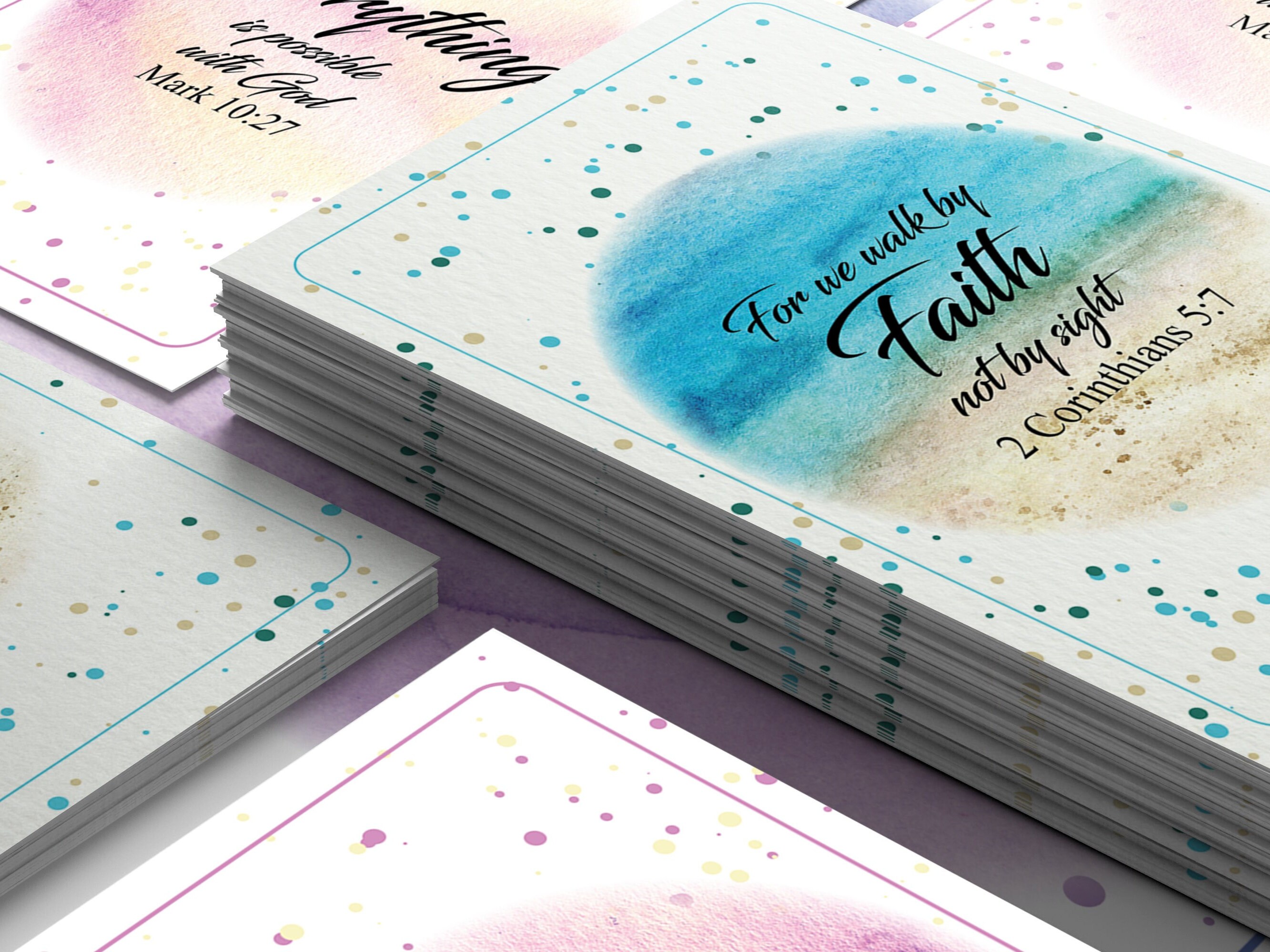 6 Bible Verse Affirmation Circle Watercolor Designs, 5x7 Printable ...