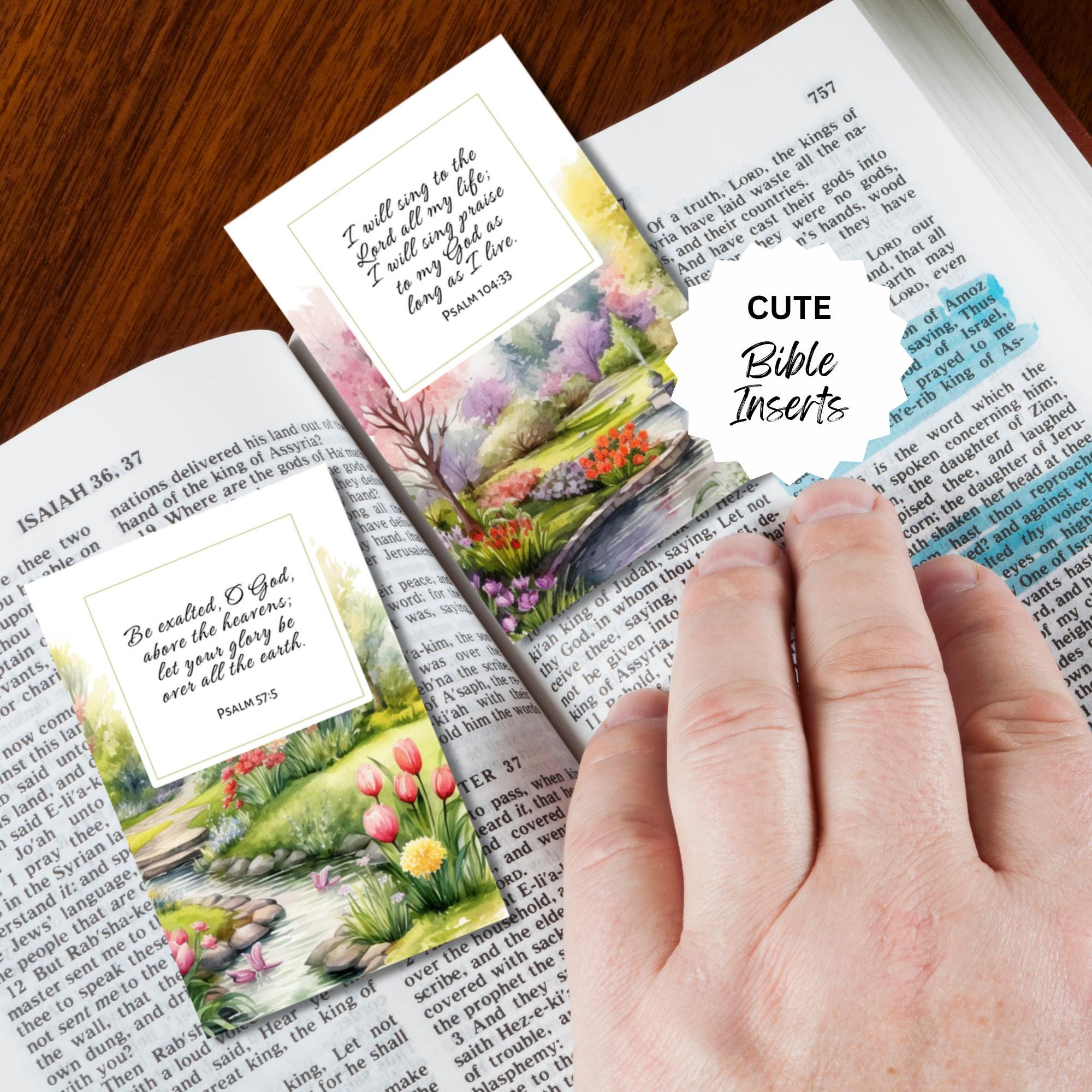 20 Worship Bible Verse Cards 4x6 Printable, Spring Watercolor Scripture ...