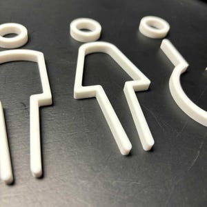 Custom 3D Toilet Door Sign Aluminium Acrylic Restroom Signage Brushed Gold Silver Black White Options - Easy Peel & Stick Installation