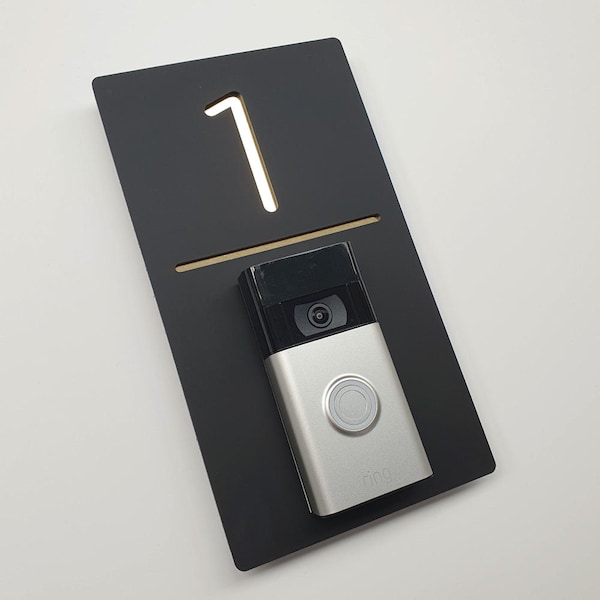 Vertical Ring doorbell house plaque house door number sign black or white