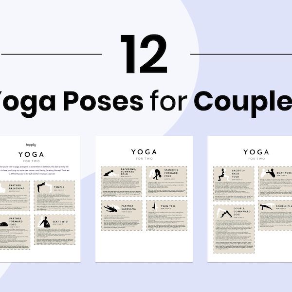 Couples Yoga Poses | Yoga for Two | Instant Download | Partner Yoga | Downloadable Date | Date Idea for Couples | Partner Workout