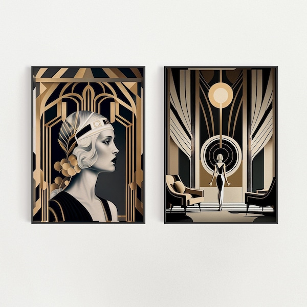 Art Deco Print | Home Decor | Art Prints | Poster Set | Printable Poster | Art Deco Wall Decor | Digital Download | Great Gatsby Party