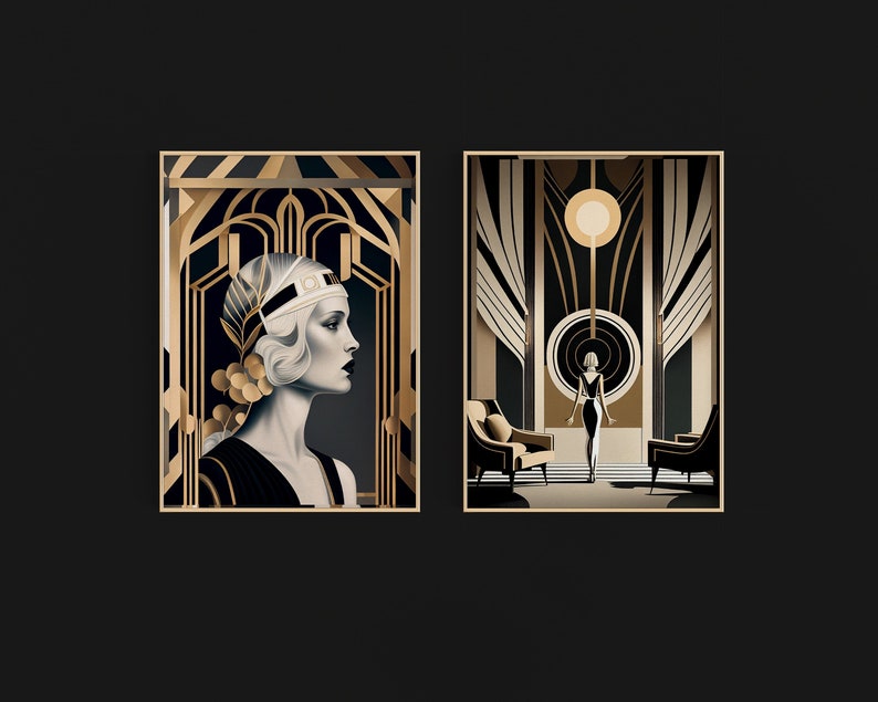 Art Deco Print Home Decor Art Prints Poster Set Etsy