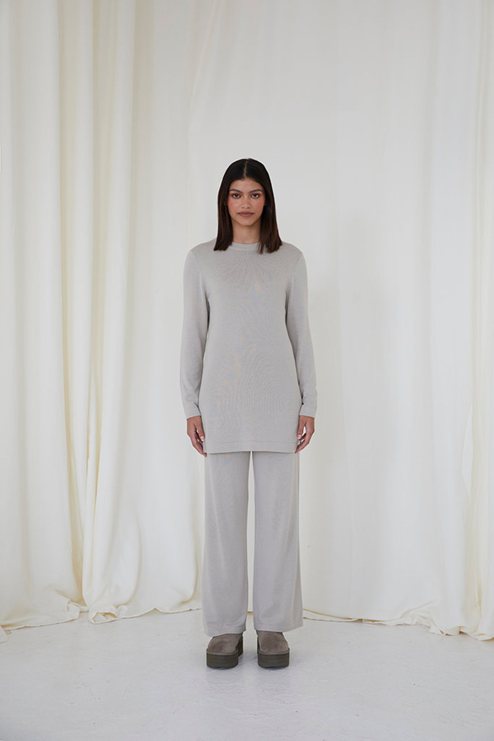 Grey Stripe Cozy Knit Set main image 1