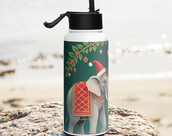 Stainless steel water bottle with a straw lid