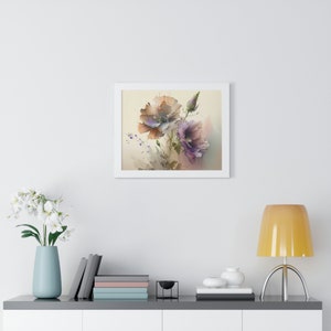 Dieses gerahmte Poster zeigt ein atemberaubendes Bild einer Blume, die im unverwechselbaren und lebendigen Stil von Jean Haines gemalt wurde.
