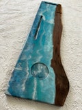Live edge walnut ocean themed epoxy resin tub caddy