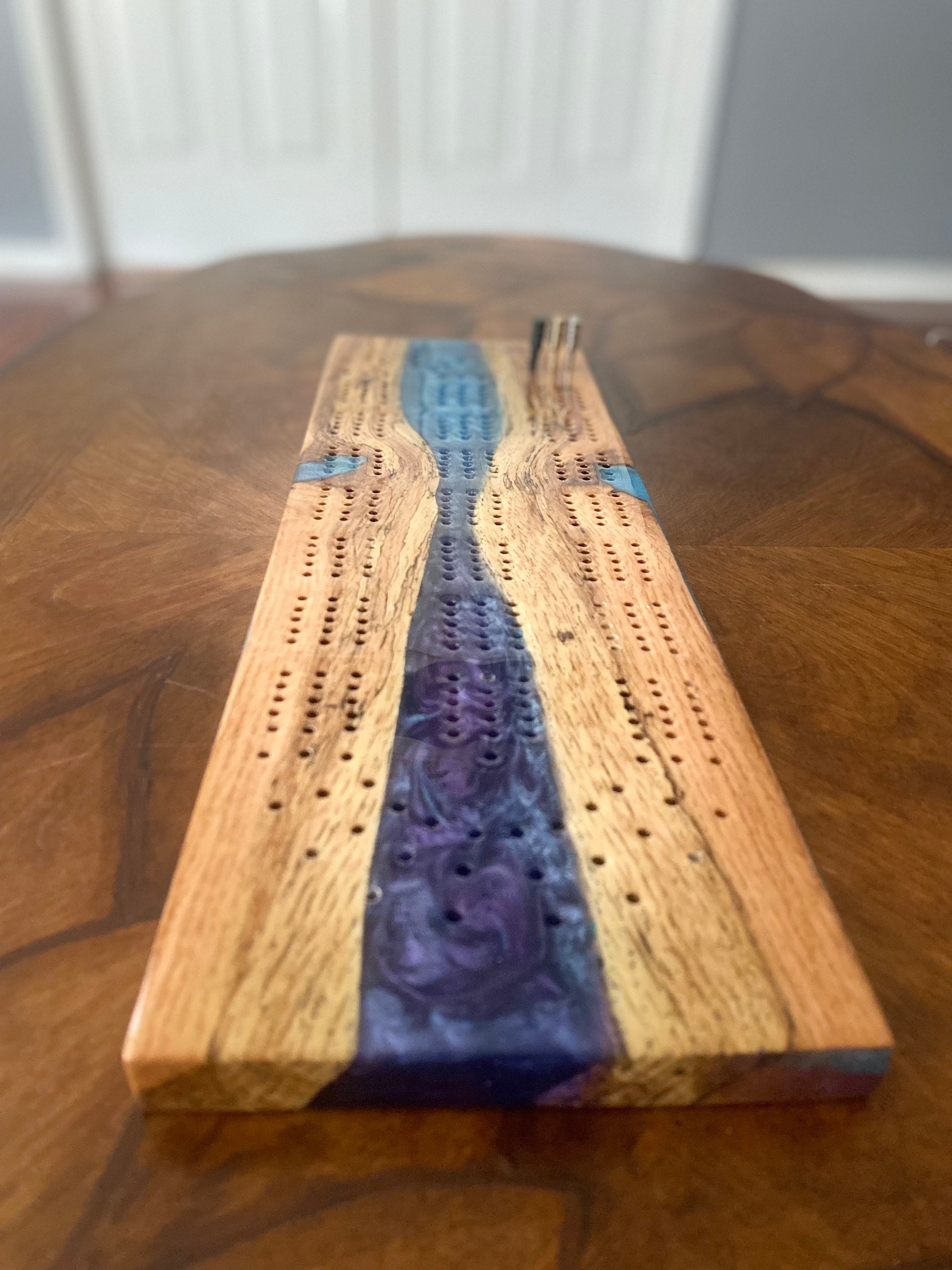 Epoxy Resin Cribbage Board Etsy