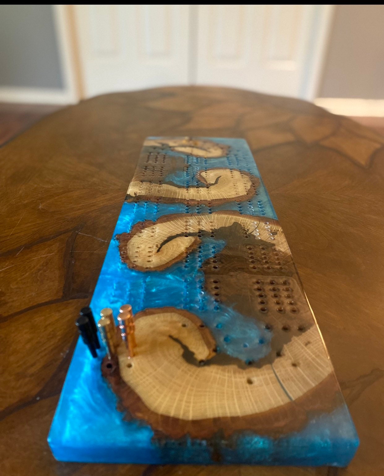 Epoxy Resin Cribbage Board Etsy