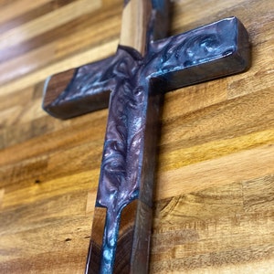 Customizable 12x8 live edge epoxy resin cross
