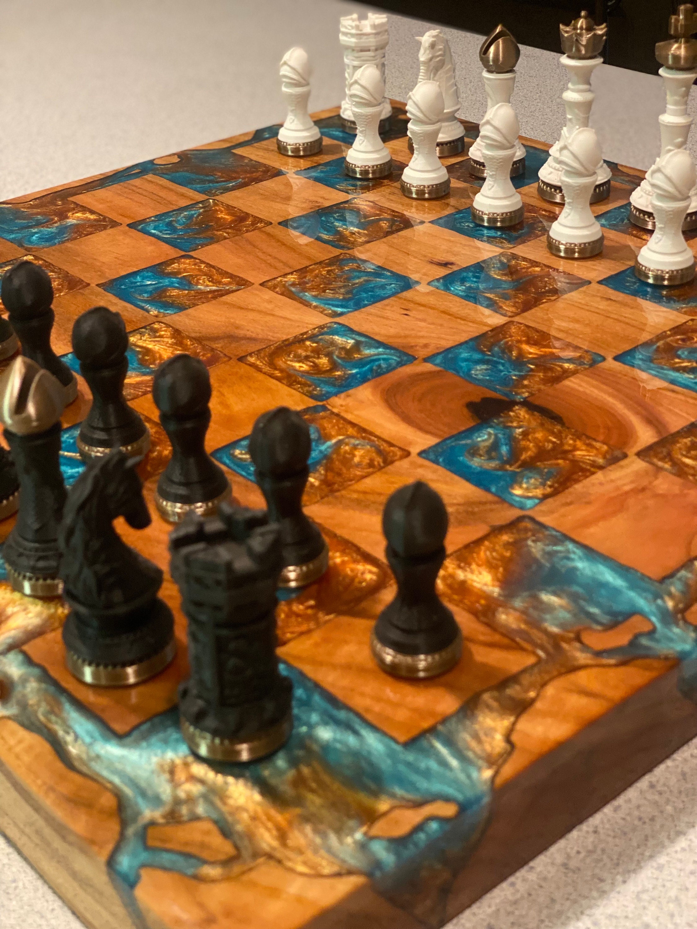 Epoxy Resin Chess Board Etsy