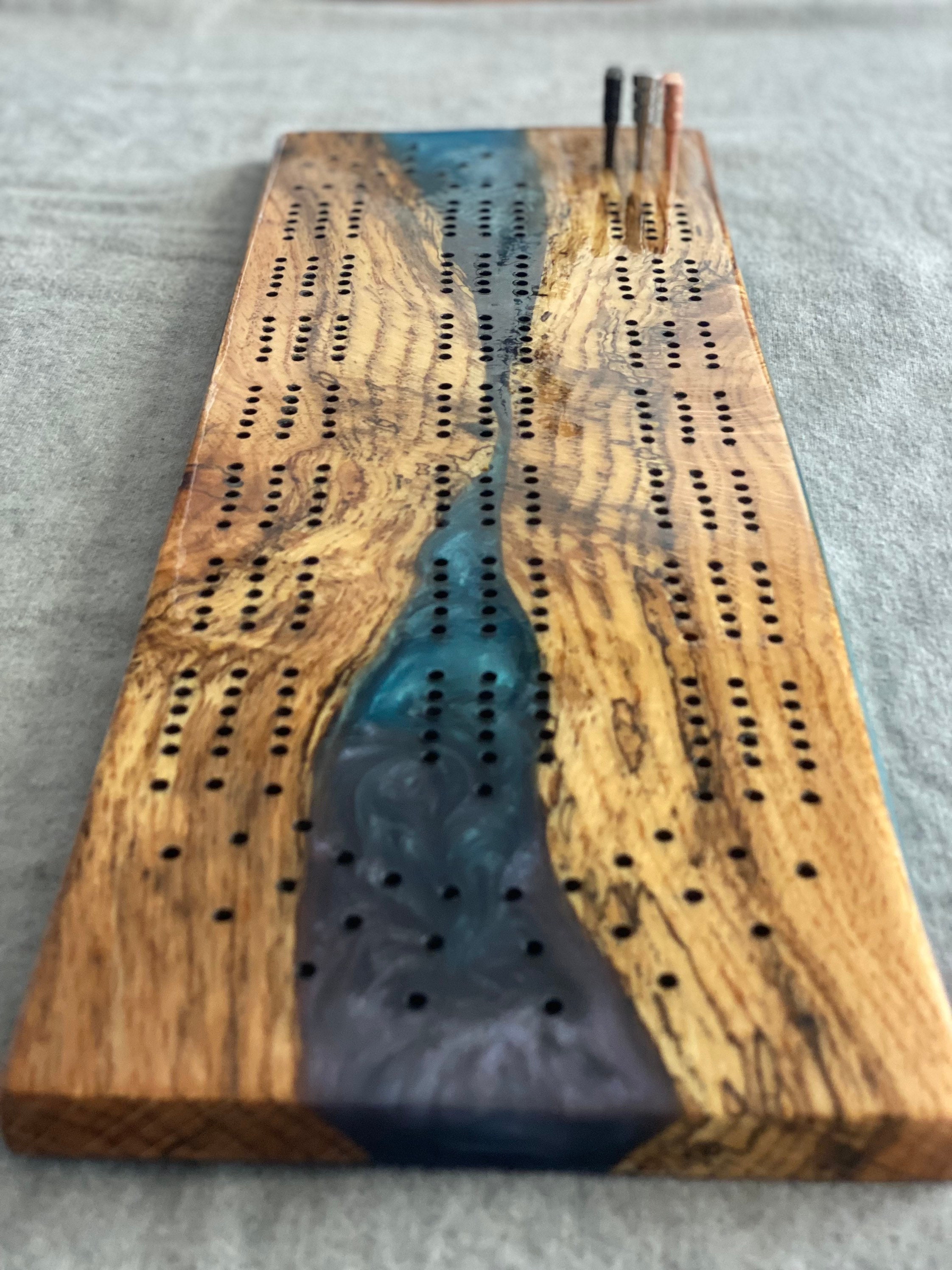Epoxy Resin Cribbage Board Etsy