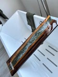 Customizable live edge walnut river epoxy resin tub caddy