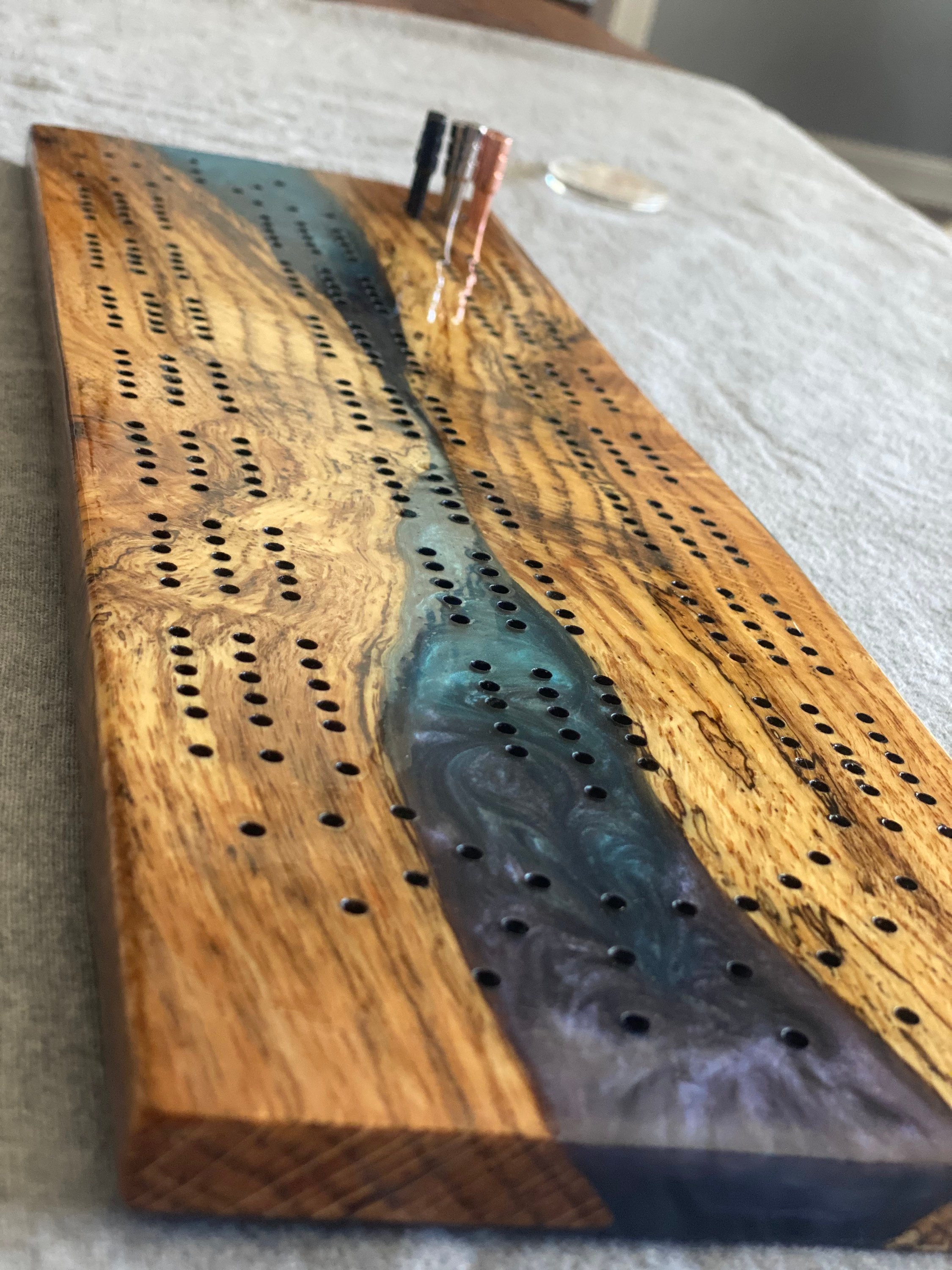 Epoxy Resin Cribbage Board Etsy