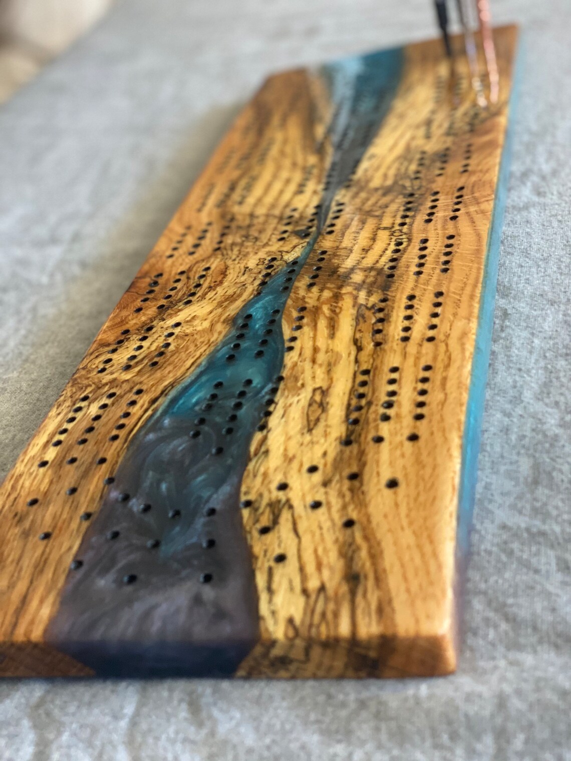 Epoxy Resin Cribbage Board Etsy