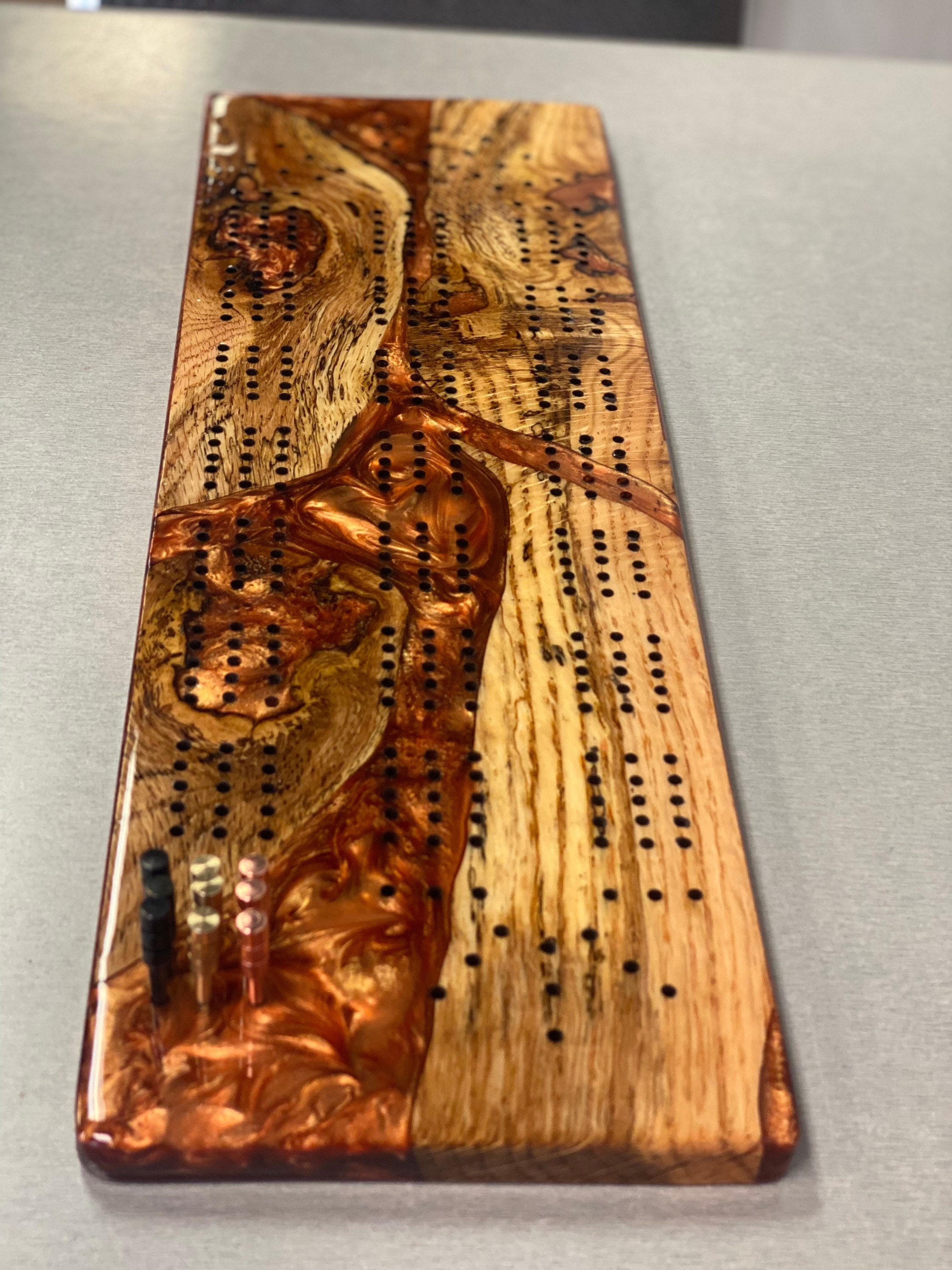 Epoxy Resin Cribbage Board Etsy