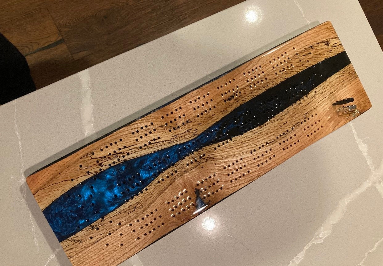 Epoxy Resin Cribbage Board Etsy