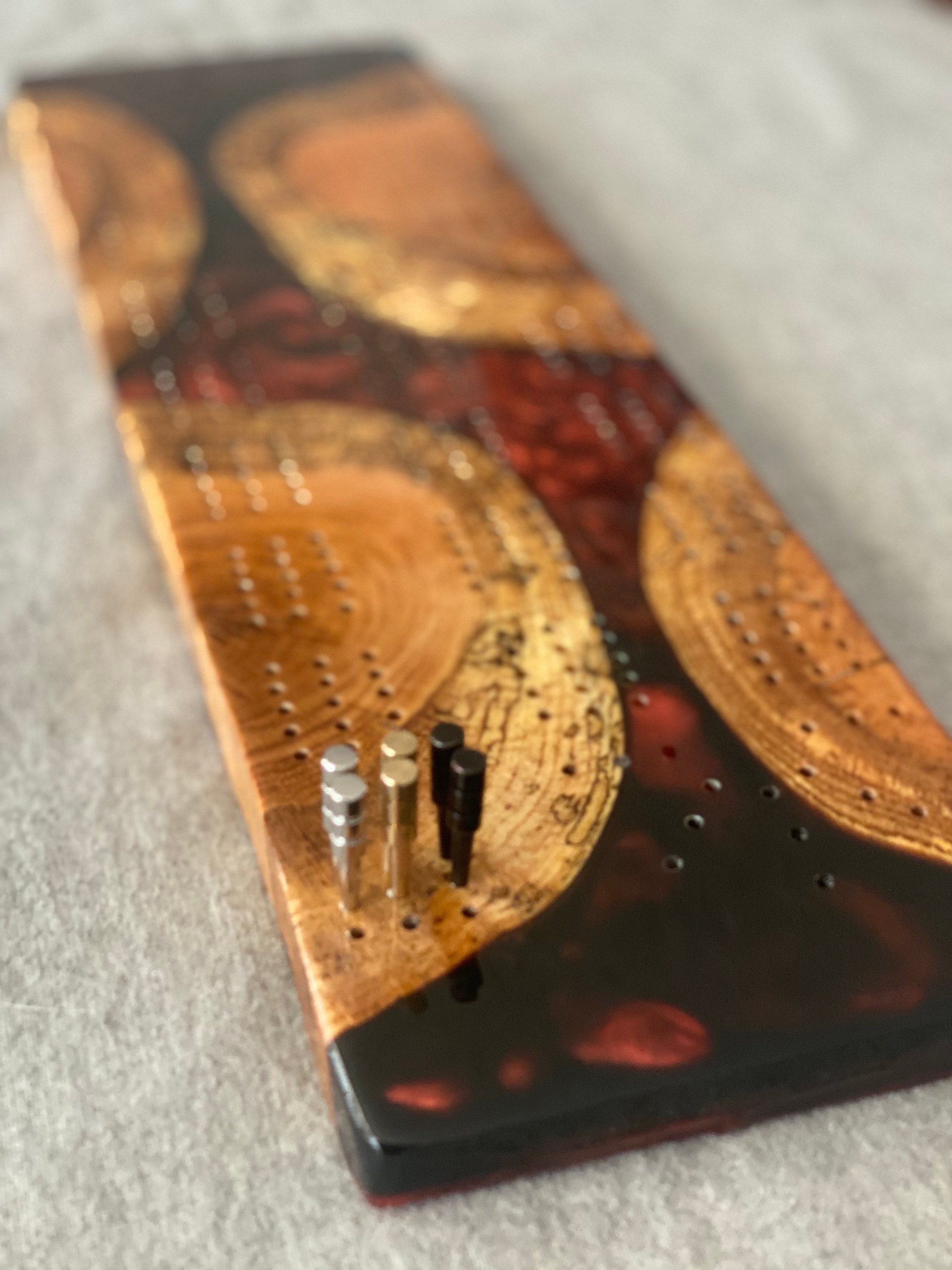 Epoxy Resin Cribbage Board Etsy