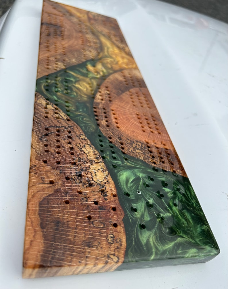 Epoxy Resin Cribbage Board Etsy