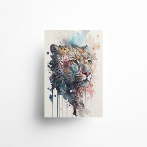 Leopardo de acuarela, estampado de cabeza de leopardo de acuarela, estampado de cabeza de leopardo de acuarela