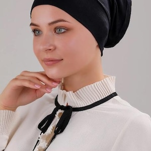 Black Inner Bonnet Cap | Underscarf | Non-Slip Hijab Undercap | Breathable & Stretchy