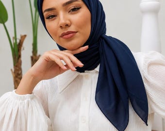 Square Chiffon Hijab – Lightweight Everyday Headscarf, Soft Breathable Muslim Scarf