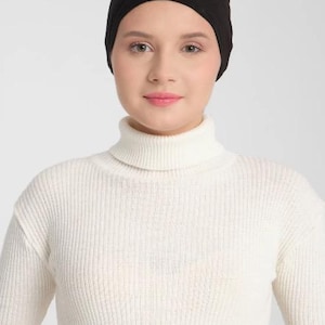 Tie-Back Black Inner Bonnet Cap | Underscarf | Adjustable Hijab Cap | Non-Slip & Breathable