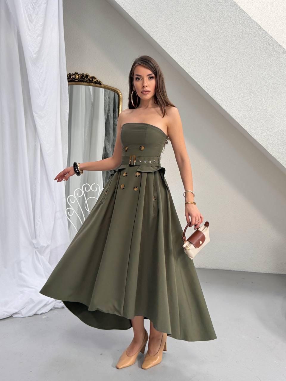 olive green western dress Wedding Guest BIN-CC121-BX-SECTION B2