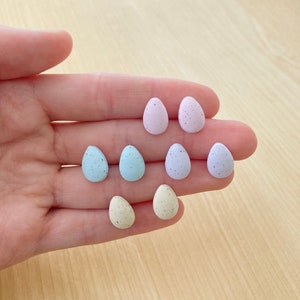 Create your own Easter earring stud pack customizable jewelry packages handmade polymer clay Spring bunny and speckled Easter egg earrings image 4