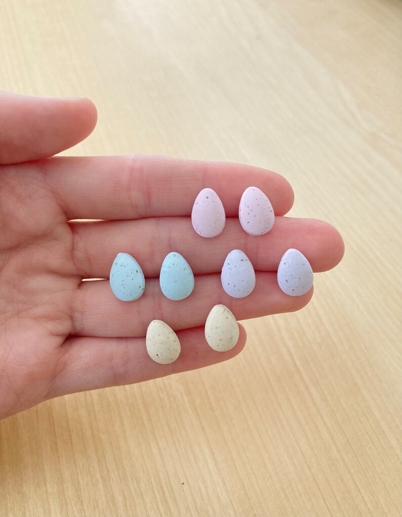 Create your own Easter earring stud pack customizable jewelry packages handmade polymer clay Spring bunny and speckled Easter egg earrings image 4