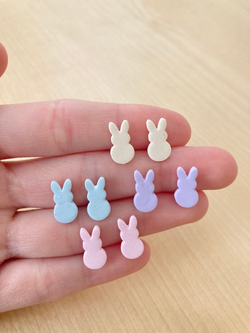 Create your own Easter earring stud pack customizable jewelry packages handmade polymer clay Spring bunny and speckled Easter egg earrings image 7