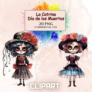 Día de los Muertos Clipart Bundle, Clipart für kommerzielle Nutzung, La Catrina Clipart, PNG Clipart, Tag der Toten Clipart, Ringelblume Clipart