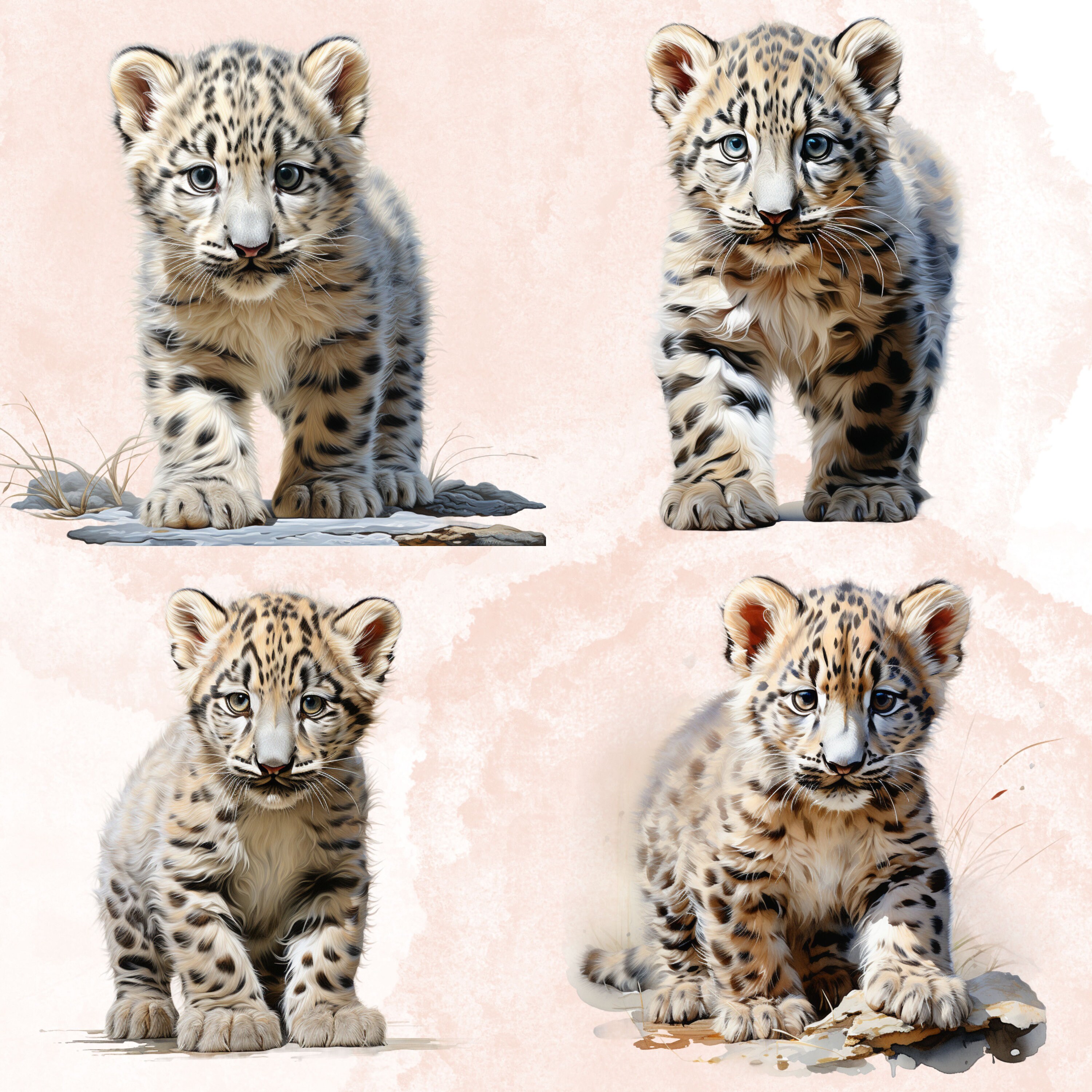 Baby Snow Leopard Clipart Bundle Clipart for Commercial Use - Etsy