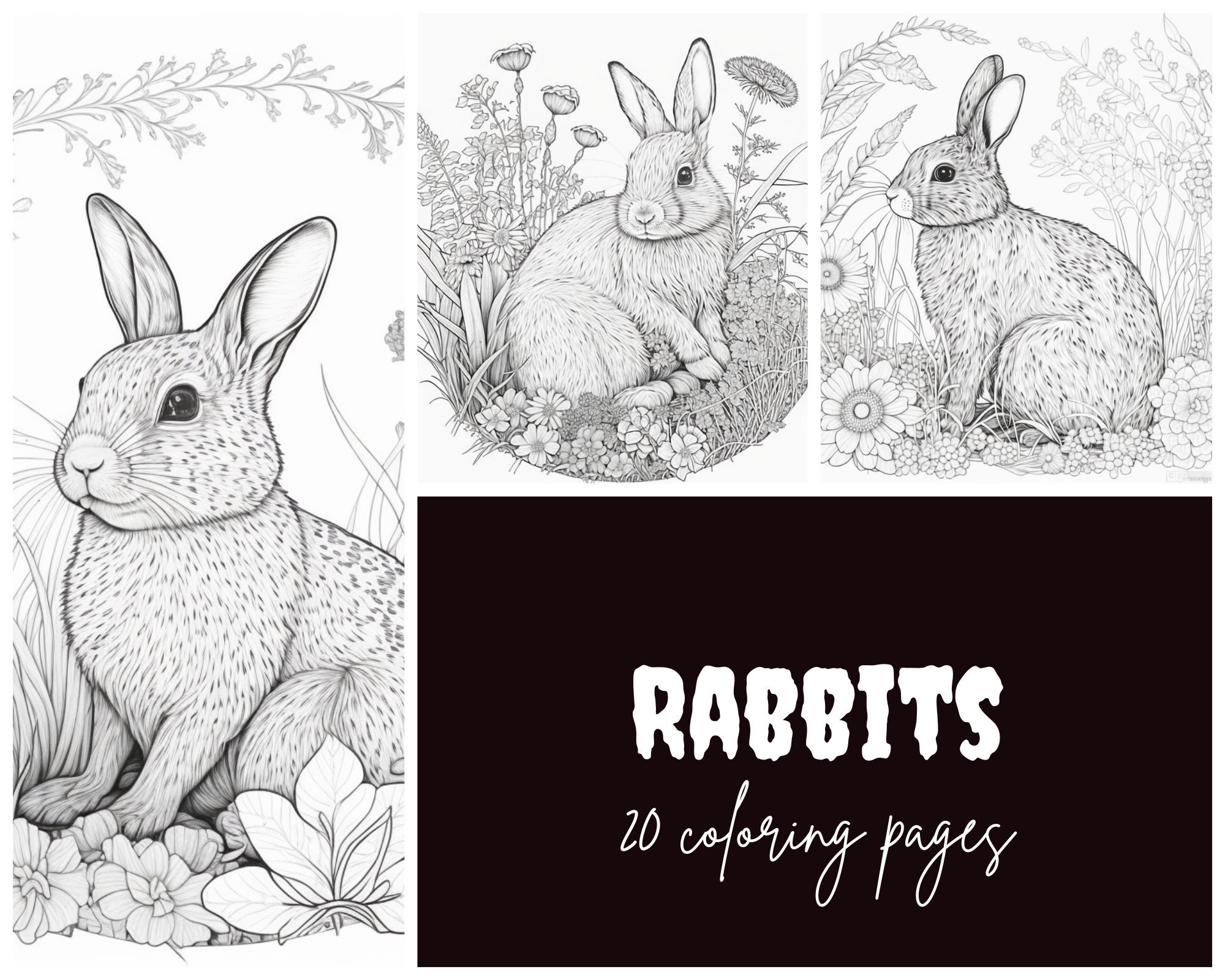Rabbit　Coloring　Etsy　Book　Australia