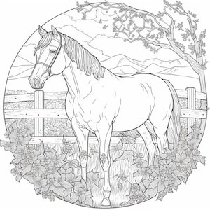 Equine Elegance: 20 Realistic and Intricate Horse Coloring Pages for