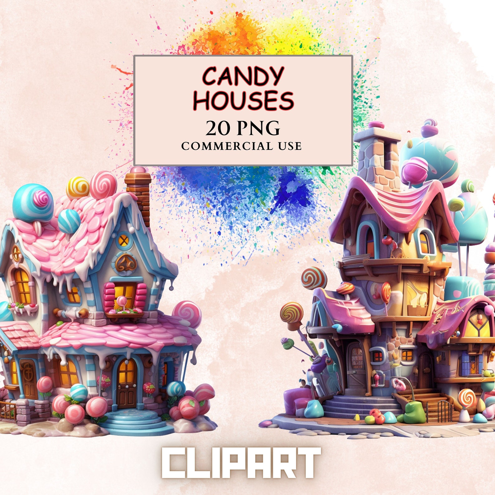 Candy House Clipart, Candy Land Clipart, Candy Clipart, Commercial Use ...