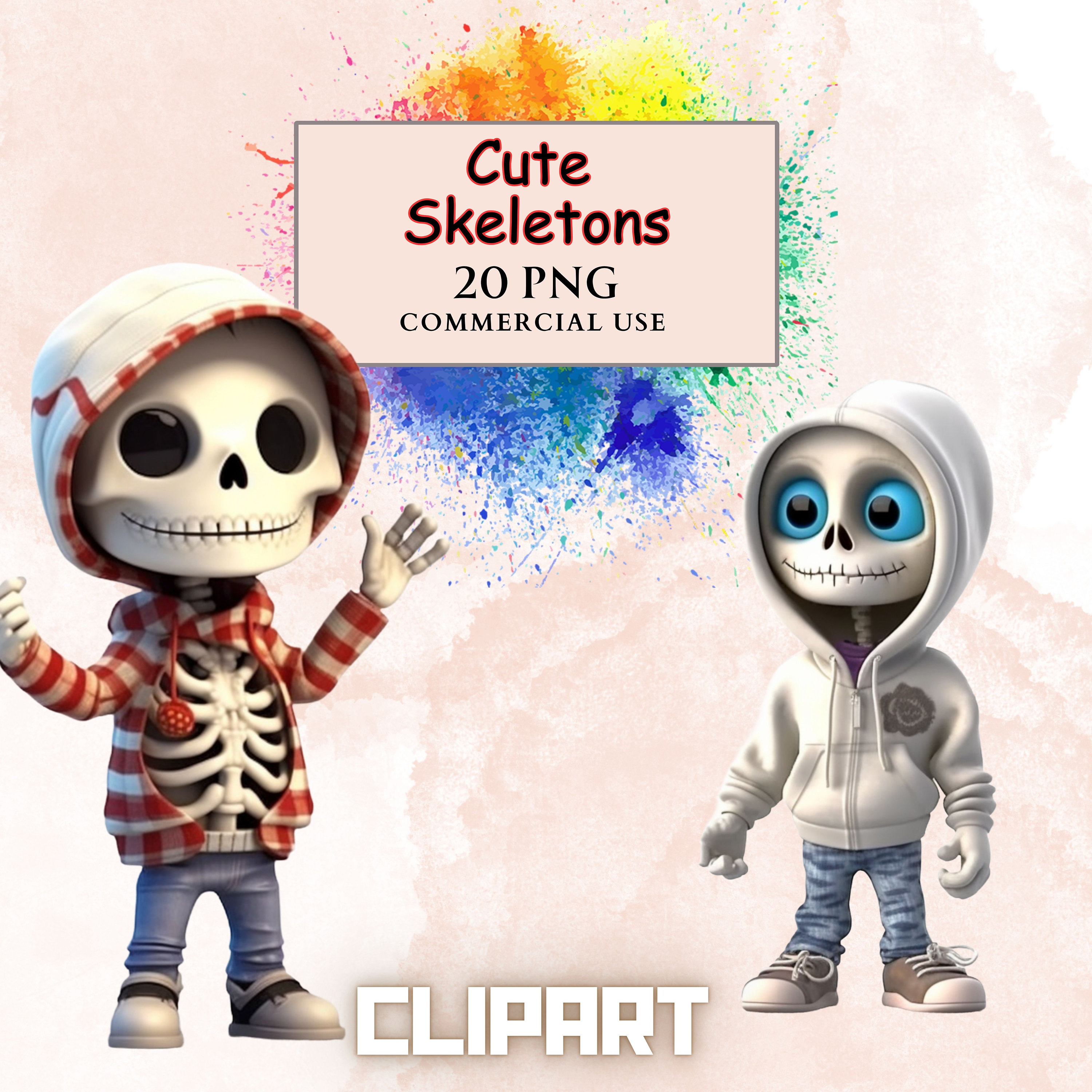 Skeleton Clipart, Cute Skeleton Clipart PNG, Kids Clipart, Halloweens ...