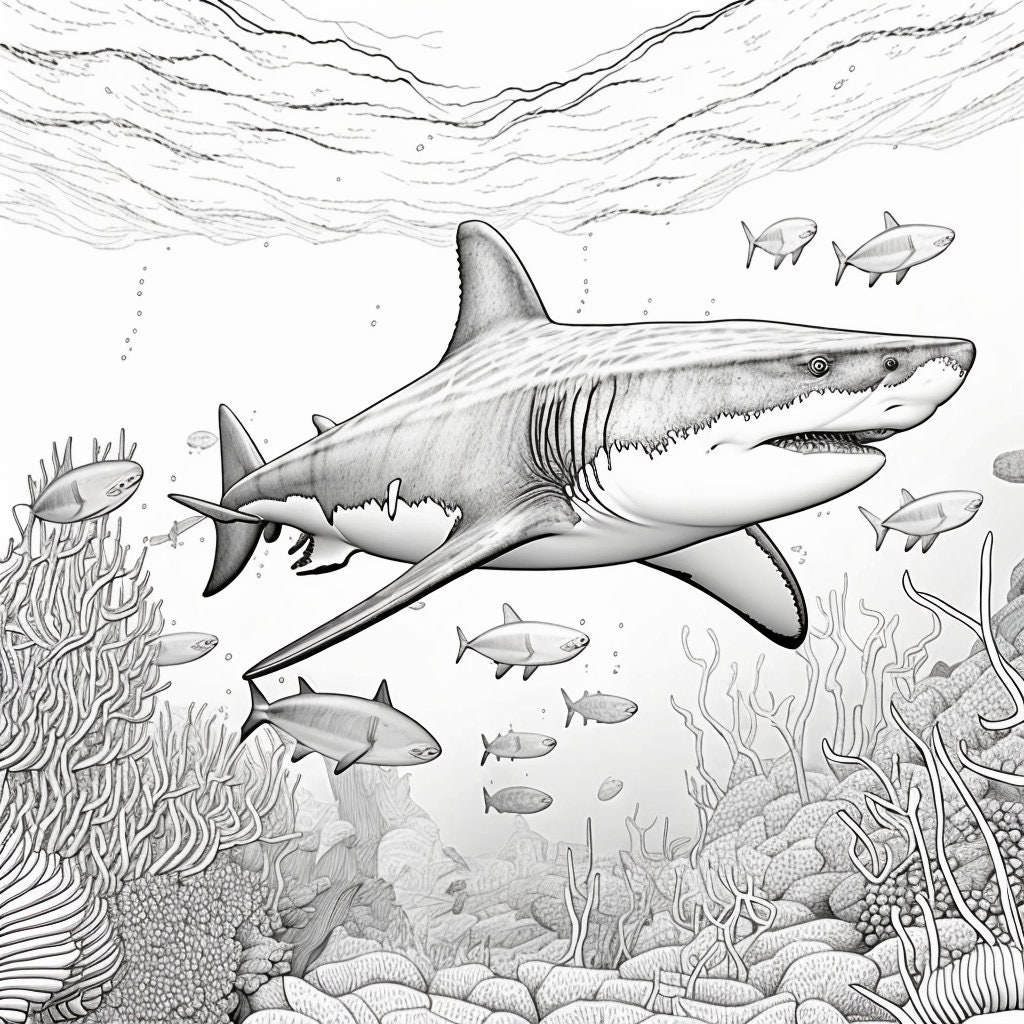 Realistic Shark Coloring Pages